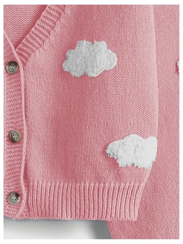 SHENHE Women's Cloud Print Button Down Sweaters V Neck Long Sleeve Crop Cardigan Top3