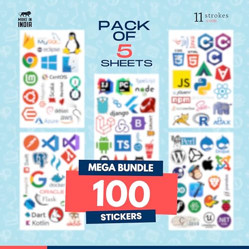 Image of 11 Strokes Stickers Set of 100 Programming Stickers for Laptop, Sticker for Phone case, Laptop Sticker Aesthetic