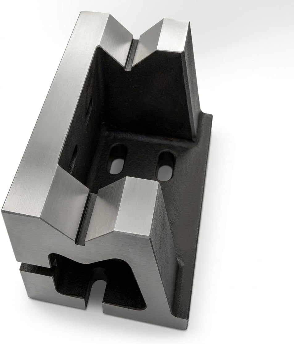 GRADED CASTE IRON VEE ANGLE PLATES-STRESS RELIEVED -HEAVY DUTY (3" x 3" x 5" (75 x 75 x 125 mm) - Slotted)