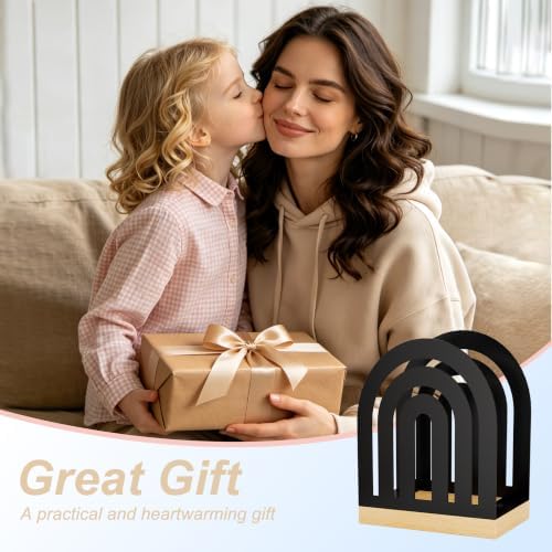 NBPUJ Metal Napkin Holder for Table with Wood Base, Matte Black Cocktail Napkin Dispenser, Compact Arch Round Frame Decorative Holder for Kitchen Countertop, Dining Table, Restaurant, Home. — view 4
