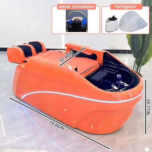 HHEvergreenEnsemble Shampoo Bed - Electric Massage Table with Orange Light Luxury Style, Spa Beauty Bed and Head Spa Equipment Includes Ambient Light, Water Cycle, Fumigation - Image 2