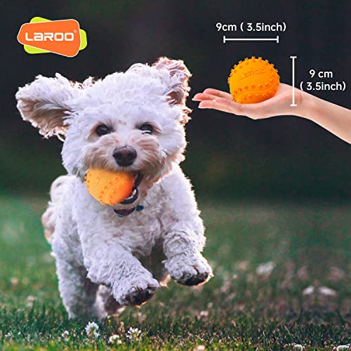 Laroo Squeaky Dog Ball Toy, Durable Natural Rubber Squeaker Ball Floating Throwing Training, Teeth Cleaning Chew Toy For Pet Small Medium Large Dogs (6.5Cm Orange) #TOP1