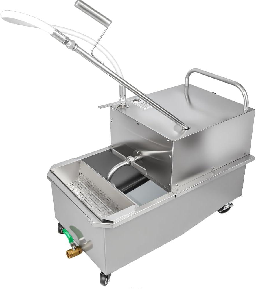 Mobile Fryer Filter Machine, 550W 55L/14.53 Gallon Commercial Oil Filling Cart Oil Separator Stainless Steel Cooking Oil Filtration System, Oil Pump Flow 8.45 Gallons Per Minute