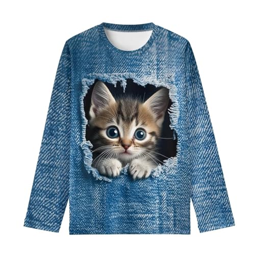 Image of Renewold Boys Girls Tees Kids T-Shirt Long Sleeve Crewneck T Shirts Casual Athletic Tops Clothing for Home School Travel