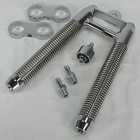 Finned Billet Oil V-Cooler for MOST Harley Models WITH DOWNTUBE MOUNTS Clamps - Fits 1-3/8" OD Downtubes - Chrome Finish - Motorcycle Custom Chopper Bobber Cover