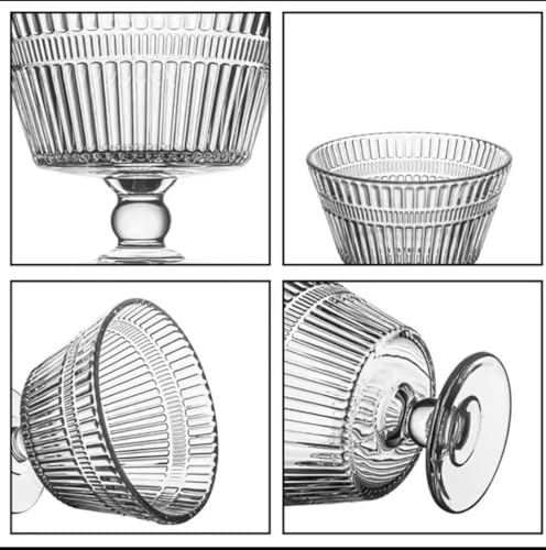 Image of Glass Ice Cream Bowls Set of 4 With Gold Spoon, Dessert Cups for Sundae, Fruit, Cocktail, 7.5oz Footed Parfait Cups (6 Pcs, 270 ml)