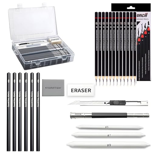 Image of DaKos Professional Sketching Pencil Set for Artists - Complete Drawing Kit with Graphite Pencils Set & Carry Box, Art Supplies for Shading & Sketching with Pencil Set in Cardboard Box (34 Pcs)