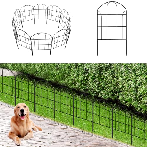 Decorative Garden Fence Panels - Outdoor Metal Fencing Ornamental Panel,Rustproof, Animal Barrier, Fence Panel Perfect for Landscaping and Flower Bed Edges Circular arch-10Pack