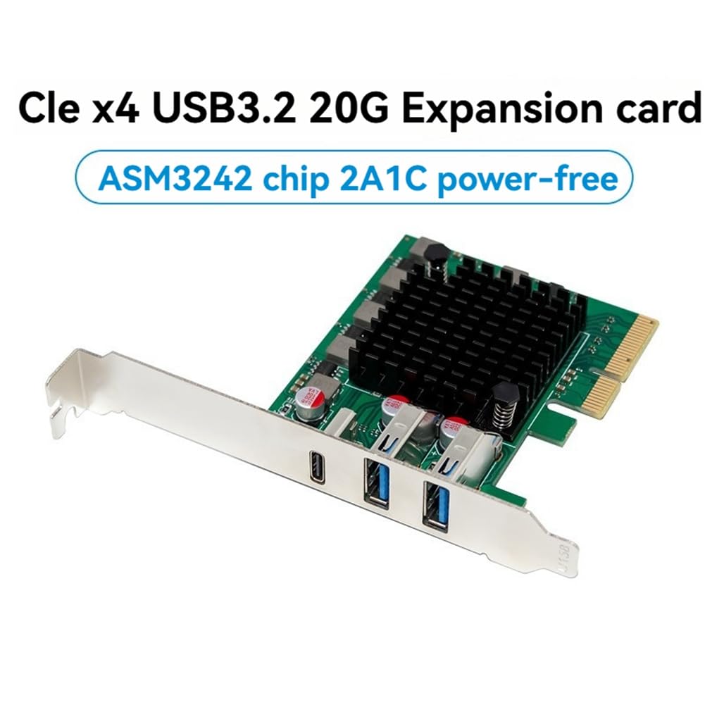 Carte USB 3.2 PCIe x4 Extension 2 Ports Type-C 20 Gbit/s