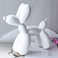 Addzoe Resin Balloon Dog Sculpture - Mini 4in White Figurine, Durable Poly Resin Animal Statue for Home Decor