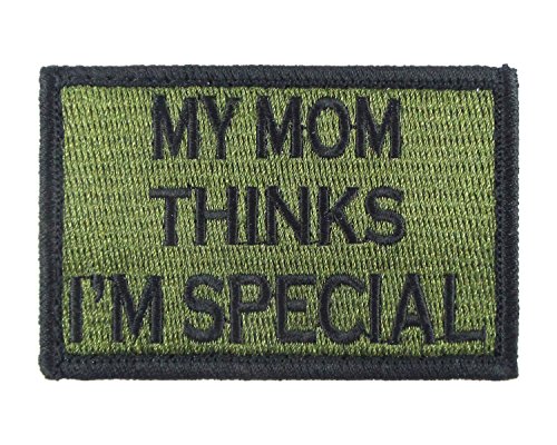 My Mom Thinks I'm Special Patch Fully Embroidered with Hook and Loop Morale Tags (Green and Black)