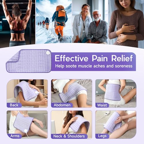 Heating Pad for Period Cramps, Heating Pad for Back/Neck/Shoulder Muscle Pain, 6 Heating & 4 Timer Setting, Auto Shut Off, Dry/Moist Heat & Machine Washable, Birthday Christmas Gifts for Women Mom - Image 5