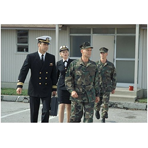 JAG (TV Series 1995 - 2005) 8 inch by 10 inch PHOTOGRAPH from Slide David James Elliott Carrying Briefcase & Tracey Needham Following Man in Camo kn