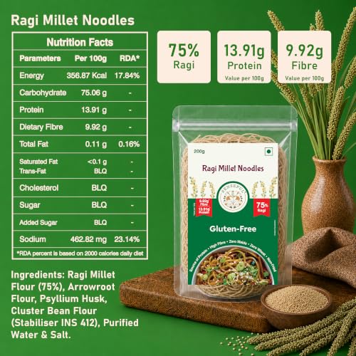 Image of SENSEFUL Ragi (Finger) Millet Gluten-Free Noodles Pack of 2-200 gm Each