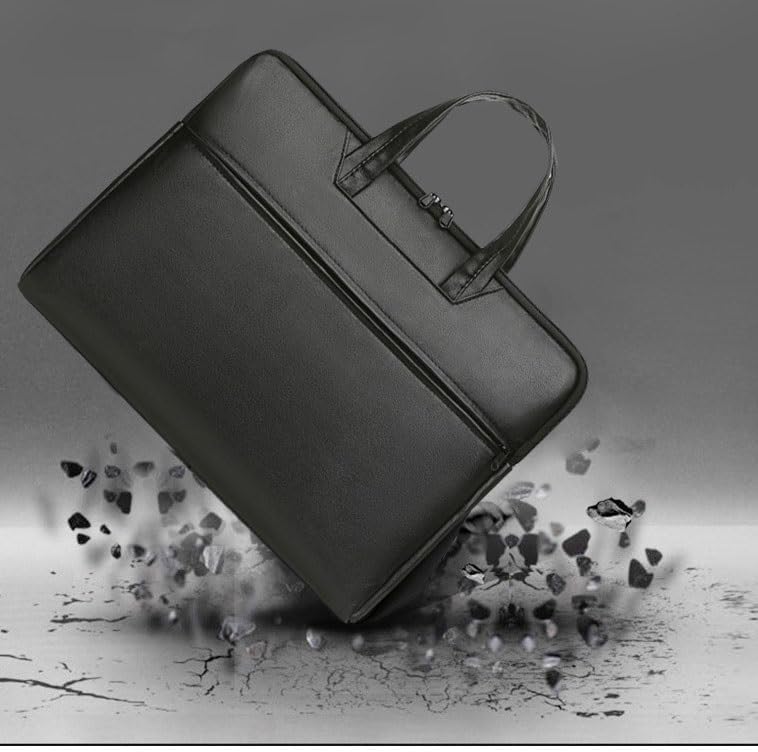 [わしのおとも] ASXDCP ポータブルラップトップバッグPUレザーファッショナブルでシンプルなハイエンドブラックメンズハンドバッ