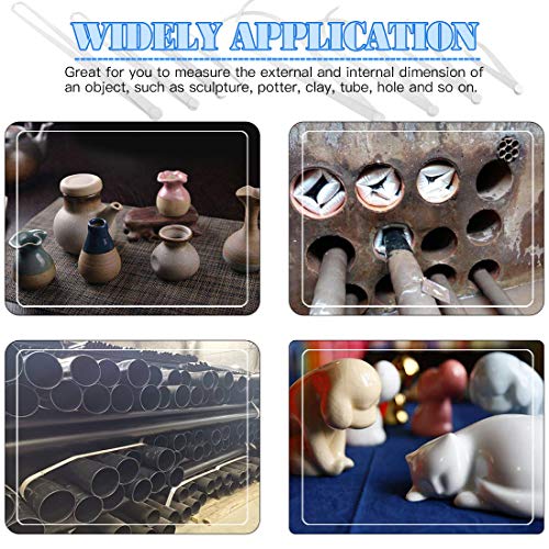 Glarks 8Pcs Stainless Steel Inside Outside Caliper Set, 4'' 8'' 10'' 12'' Straight/Bent Leg Ceramic Pottery Measuring Tools For Carving, Shaping, Clay Sculpture, Modeling #TOP5