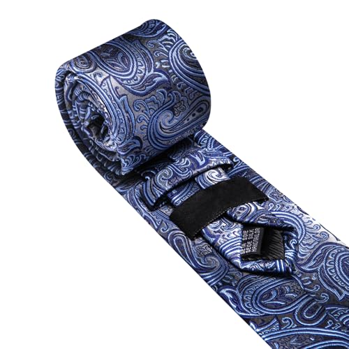 Image of Barry.Wang Paisley Tie Fashion Set Hanky Cufflinks Neckties for Men Woven Silk