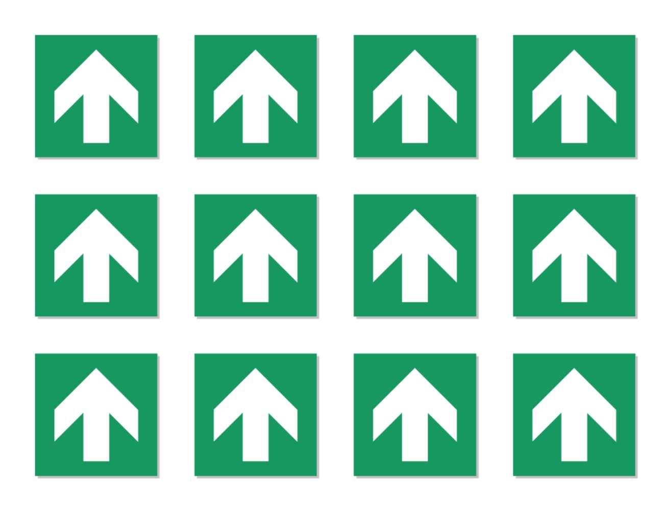 Direction Arrow Rescue Sign Up, Lower, Right, Left - DIN EN ISO 7010 / ASR A1.3 - 1" Sticker, Green