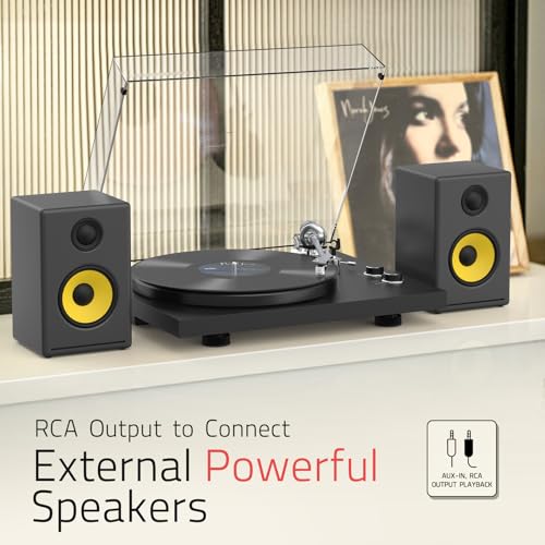 Image of Turntable for Vinyl Record Wireless Output Record Player Aluminium Platter Belt-Drive LP Turn Table 2 Speed Phono RCA Line Out AT-3600L MM Cartridge Audio Sound USB Digital to PC Vinyl Recording Black