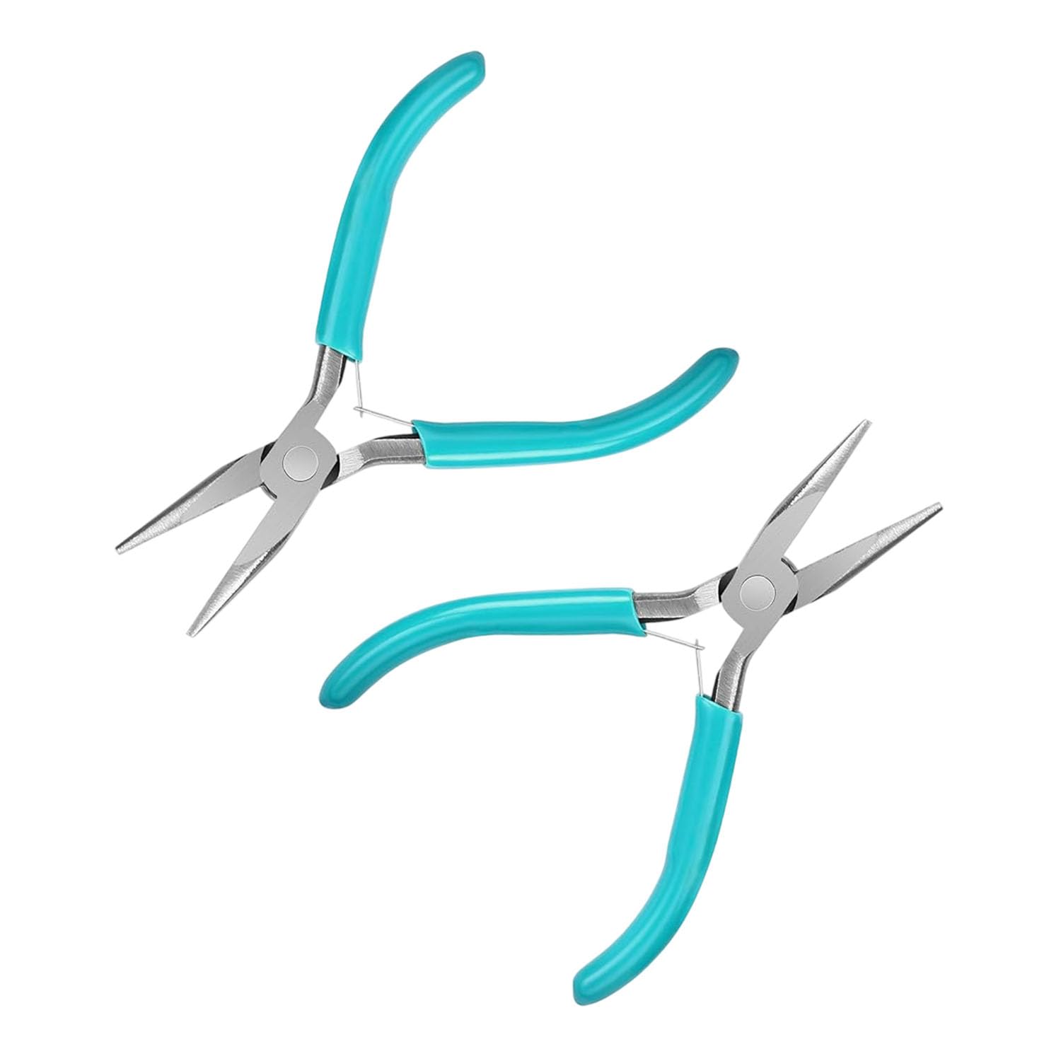 Jewellery Pliers Set 2 Pack 125mm – Long Nose Pliers and Flat Nose Pliers, Mini Precision Carbon Steel Craft Tools with PVC Grip for Jewelry Making Wire Bending Beading and Repair DIY Projects
