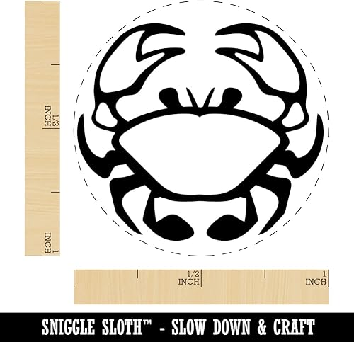 Miniatura 2 de Crab Icon - Sello de goma autoentintado para sellar tinta y planificadores de manualidades, tamaño mediano de 1 pulgada, tinta azul cielo