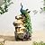 Glitzhome Outdoor Water Fountain,20.5" H Polyresin Outdoor Fountain with Lights, 4-Tierd Peacock W/Stacked Stone Decorative Waterfall Feature Garden Fountain with Pump for Garden, Patio, Porch Decor