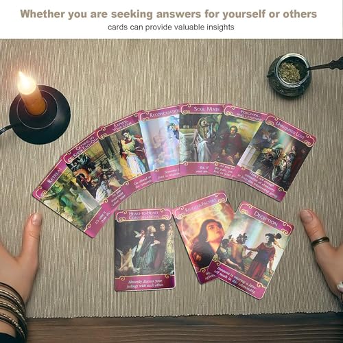 Image of The Romance Angels Tarot Card, 44 Hologram Tarot Card Deck, Love Oracle Card, with Guide Book, Oracle Cards Deck, Tarot Cards Set, Keywords, Yes or No (Style 11)