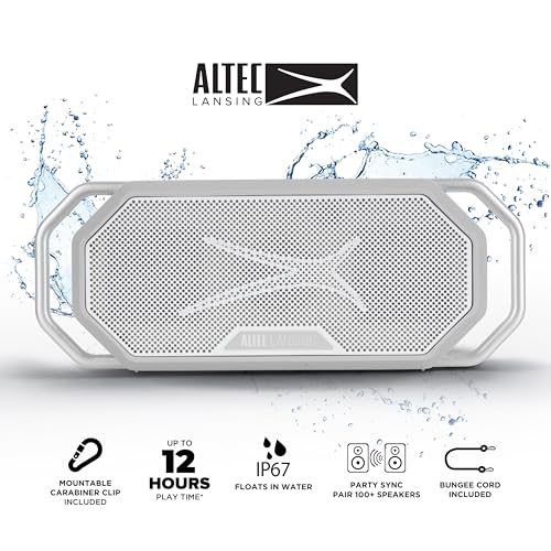 Image of Altec Lansing HydraWAVE Portable Bluetooth Speaker, 12h Playtime, USB-C Quick Charge, True Wireless Pairing, IP67 Waterproof Bluetooth Speaker, Voice Assistant Compatible