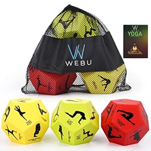 WEBU Yoga Dice and Yoga Cards Deck – Durable Yoga Fitness Dice & Yoga Sequence Cards with Different Yoga Poses & Instructional Video Clips- Portable Yoga Pose Cards Set- Unique Gift for Yoga Lovers