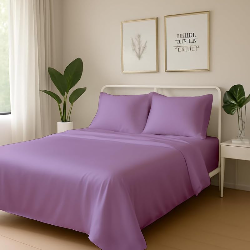 Image of Day Care-Luxury Satin Flat Double Bed (90x100 Inchs) Bedsheet|Ultra Soft Silky Smooth Touch|Breathable, Lightweight & Skin Friendly|Wrinkle Resistant|Light Mauve