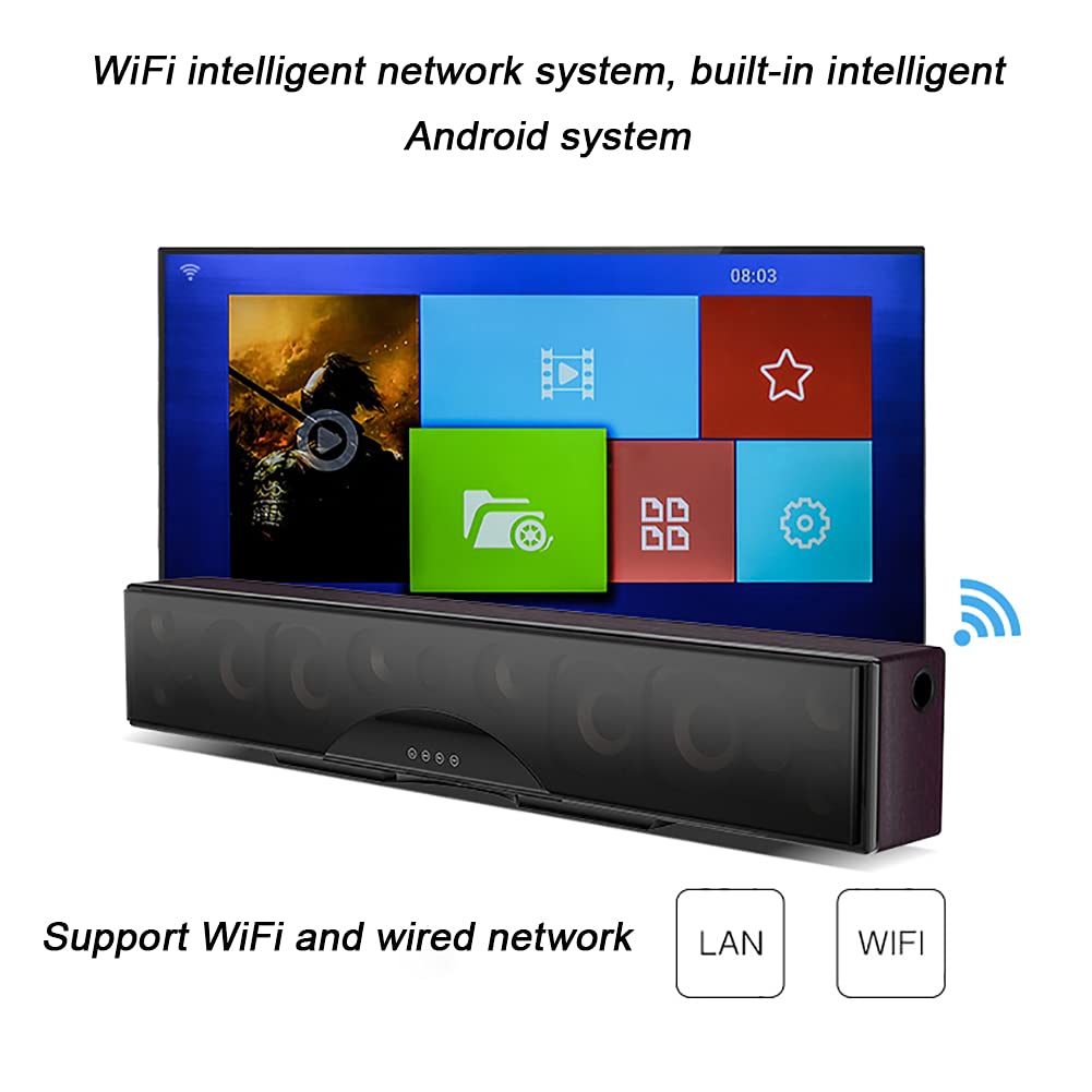 RSGK Altavoces Cine En Casa 5.1, Sistema Android Inteligente WiFi Integrado, Configuración De Alta Fidelidad + Decodificación Sin Pérdida Audio Y Video 4K, Utilizado para Películas, Música Y Juegos