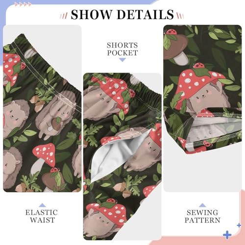 ZZXXB Hedgehog with Mushroom Boys Long Pants Soft Trousers Elastic Waist Kids Lounge Bottoms with Pockets S-XL4