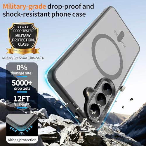 Image of DIZORO Compatible with Samsung S26 Plus 5g Case,Compatible with MagSafe, Non Yellow Military-Grade Drop Protection & Hard PC Back Cover Slim Transparent Anti-Scratch Shockproof Phone Case (Titanium)