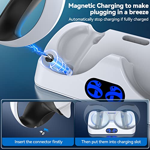 Image of Controller Charging Dock for PS5 VR2, PSVR 2 Charging Station with VR Headset Holder Display Stand, PS VR2 Controller Charger for PSVR2 Accessories with Led Indicator, 2 Magnetic Clasp & Type-C Cable