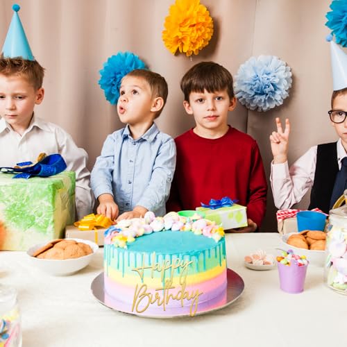 Ouligay Happy Birthday Dekoracja tortu złota akrylowa dekoracja ciasta topper na urodziny złote lustro dekoracja tortu brokat dekoracja ciasta urodziny Happy Birthday topper na ciasto dla kobiet