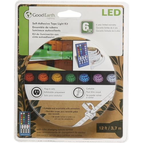 Good Earth Lighting Ac1068whg12lf0g 12' Led Color Changing & White Ir Remote Cuttable & Joinable Tape Light