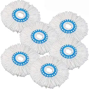 Primeway Polyester Microfibre Mop Head Refills, 115g, 34cm, Pack of 6, White