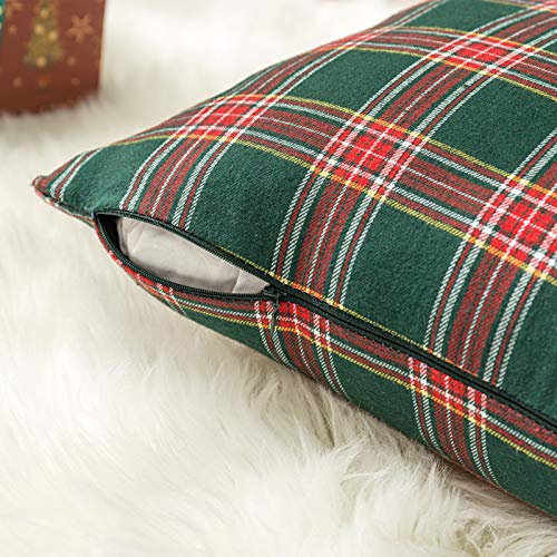 Image of AQOTHES Christmas Plaid Decorative Throw Pillow Covers Green Red 20x20