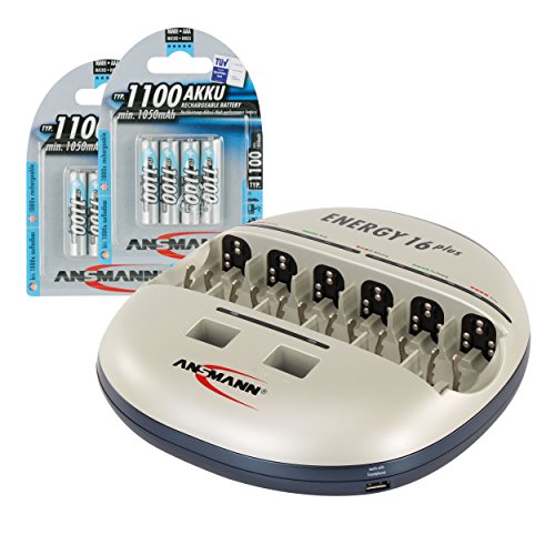 Ansmann Energy 16 Plus Battery Charger for 1-12 AAA - AA, 1-6 C- D, 1-2 9V + Batteries