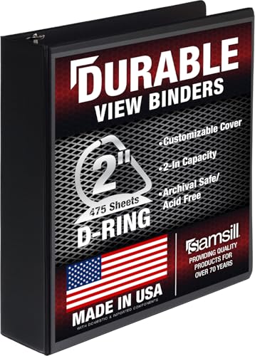 Samsill Durable 2 inch 3 Ring Binder, D Ring Binder, 100%...