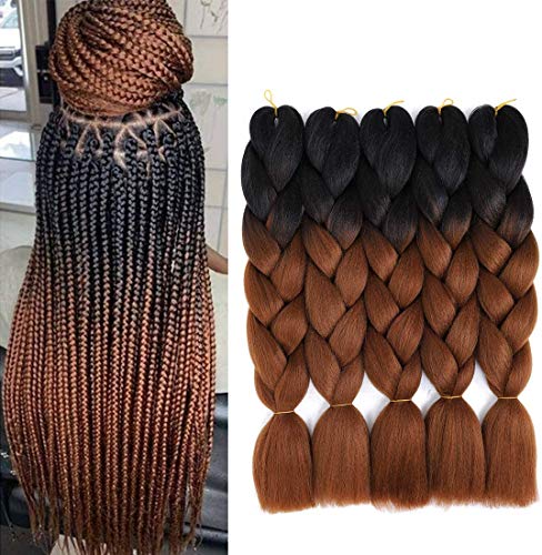 F&W Ombre Jumbo Braiding Hair Extension Black Drak Brawn Box Braiding Hair Extensions High Temperature Fiber Synthetic Hair for Twist Braiding