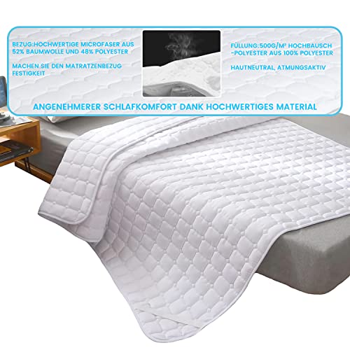 MUHOO Matratzenschoner 180x200cm Boxspringbett Mikrofaser Matratzenauflage,30℃ waschbar für Matratzen bis 30 cm auch für Wasser-Betten geeignet| mit 4 Eckgummis| Baumwolle - Polyester - Image 3