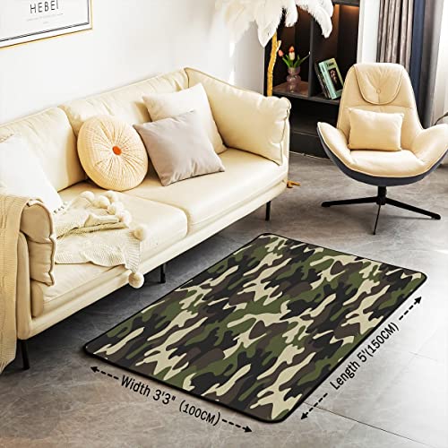 Homemissing Camouflage Area Rug 100x150cm Green Camo Rugs Mat For Living Room Bedroom Military Style Decor Carpet Non Slip Area Runner Rug - Image 3