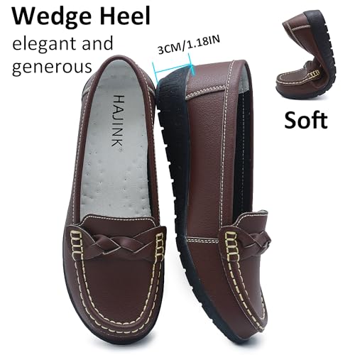 Image of Women Loafers Flexible Breathable Slip-On Comfortable Sole Low Wedge Loafers for Women Ladies Shoes for Walking