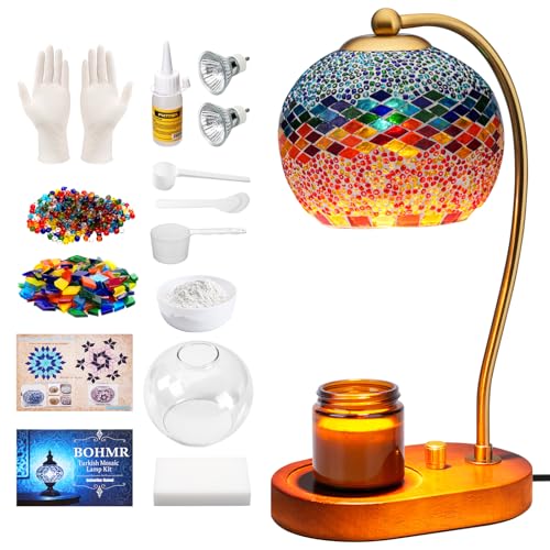 DIY Turkish Mosaic Lamp Kit Stained Glass Candle Warmer Table Lamp Making Kit- Easy and Fun No Experience Needed Mosaic Art & Craft Project Kits for Adults & Teens Make Your Own Lamp Multicolor