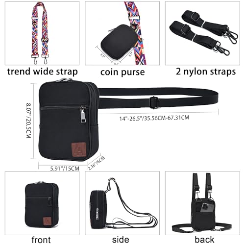 Image of LVYOUME Convertible Crossbody Bag for Men /Women,Adjustable Waist /Shoulder /Backpack with 2 /3 Strap,Everyday Essentials Carrier