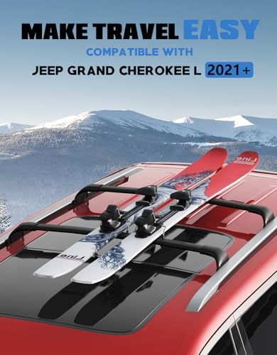 Image of FengYu Roof Rack Cross Bars 300lbs Compatible with 2021-2026 Jeep Grand Cherokee L 3-Row and 2022 2023 2024 2025 2026 Grand Cherokee WL 2-Row,All-Metal Aluminum Roof Rails Crossbars Rooftop Cargo Bars