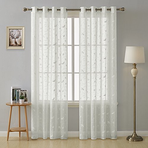 Deconovo Cortinas con Ojales Bordados Transparentes (260 x 140 cm, 2 U