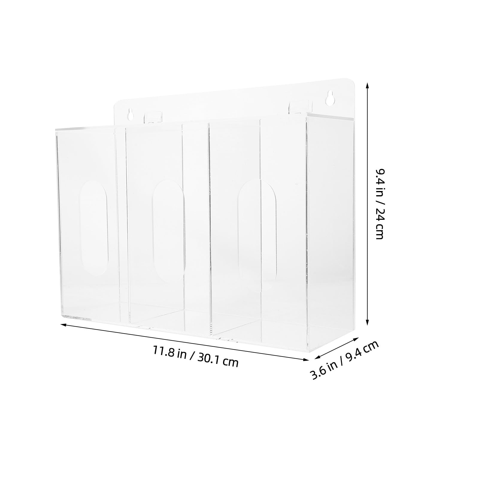 Gatuida Boîte Murale en Acrylique Transparente à 3 Compartiments pour Moufles et Masques Distributeur Mural Compact et Solide Support de Rangement pour Laboratoire et Espace