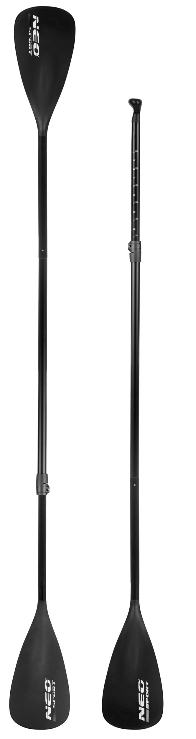 Neo-Sport SUP Paddel Teleskoppaddel 2in1 Paddling Verstellbar 230 cm 2 Paddelblätter Kajak Kajakpaddel Schwarz